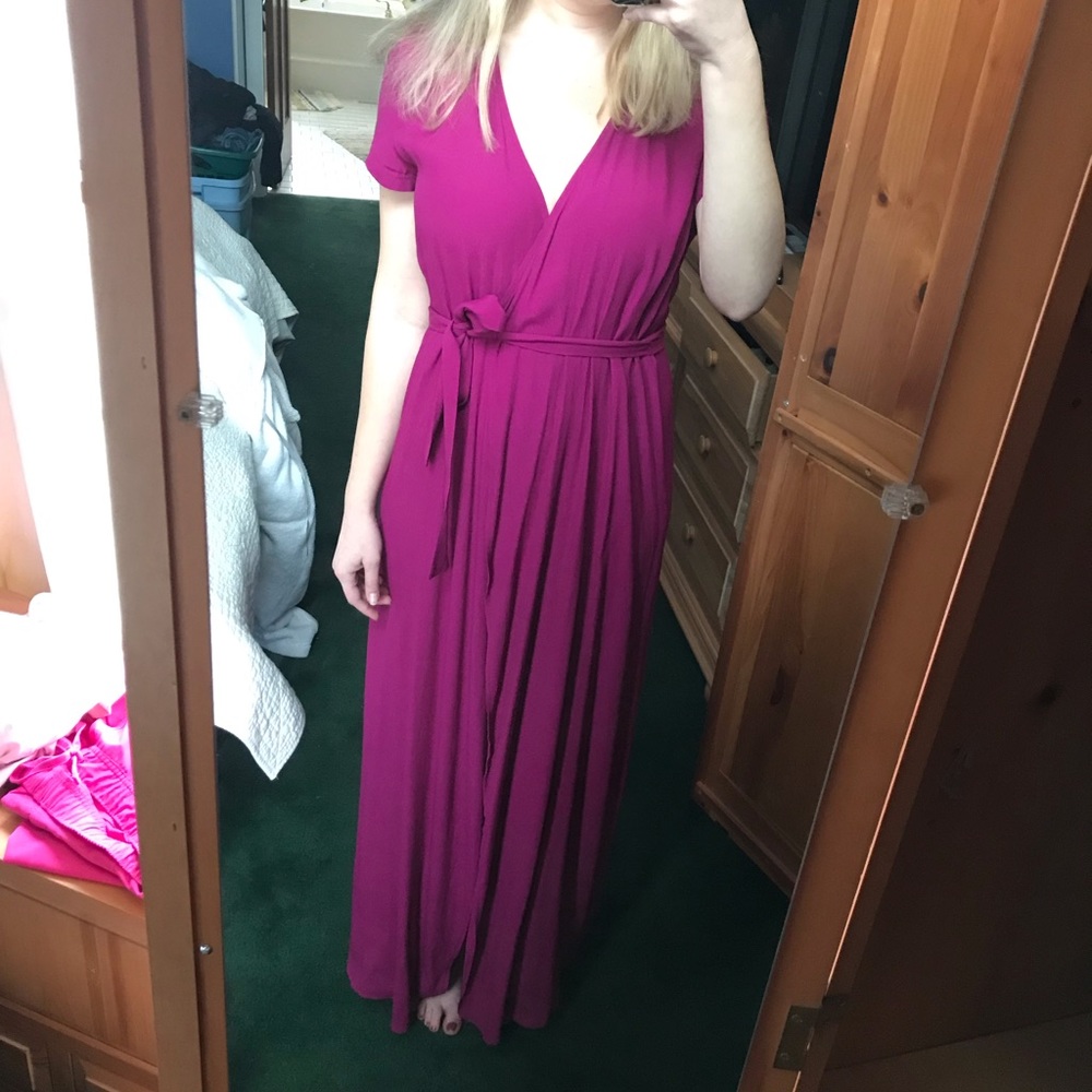 Long Berry Wrap Dress
